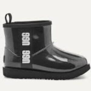 UGG Toddler Big Kids' Classic Clear Waterproof Rain Snow Boots Black Fur 10